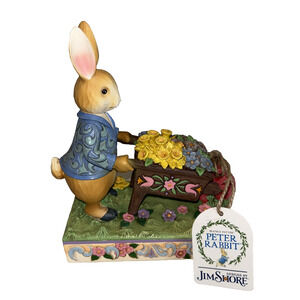 Jim Shore Peter Rabbit Wheelbarrow Flowers Beatrix Potter Full of Flowers NEW